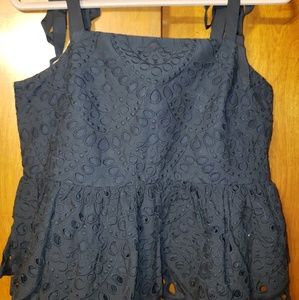 NWT J.Crew Black Eyelet Peplum Top Size 8